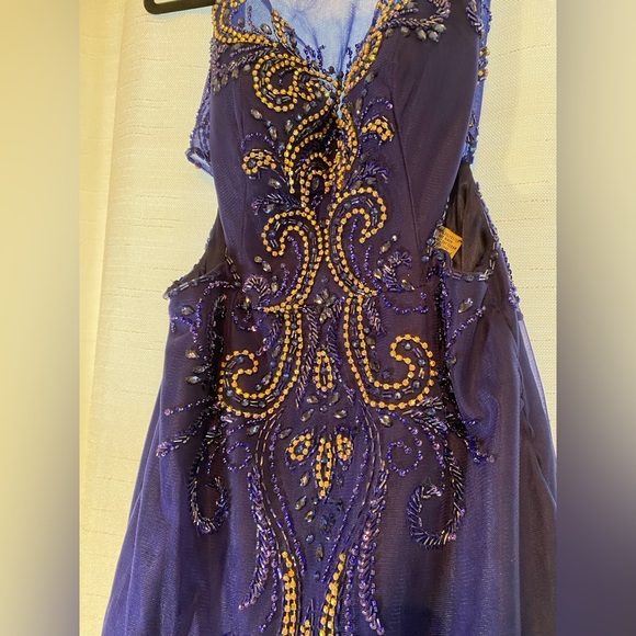 Royal blue studded Prom Dress - Picture 3 of 7
